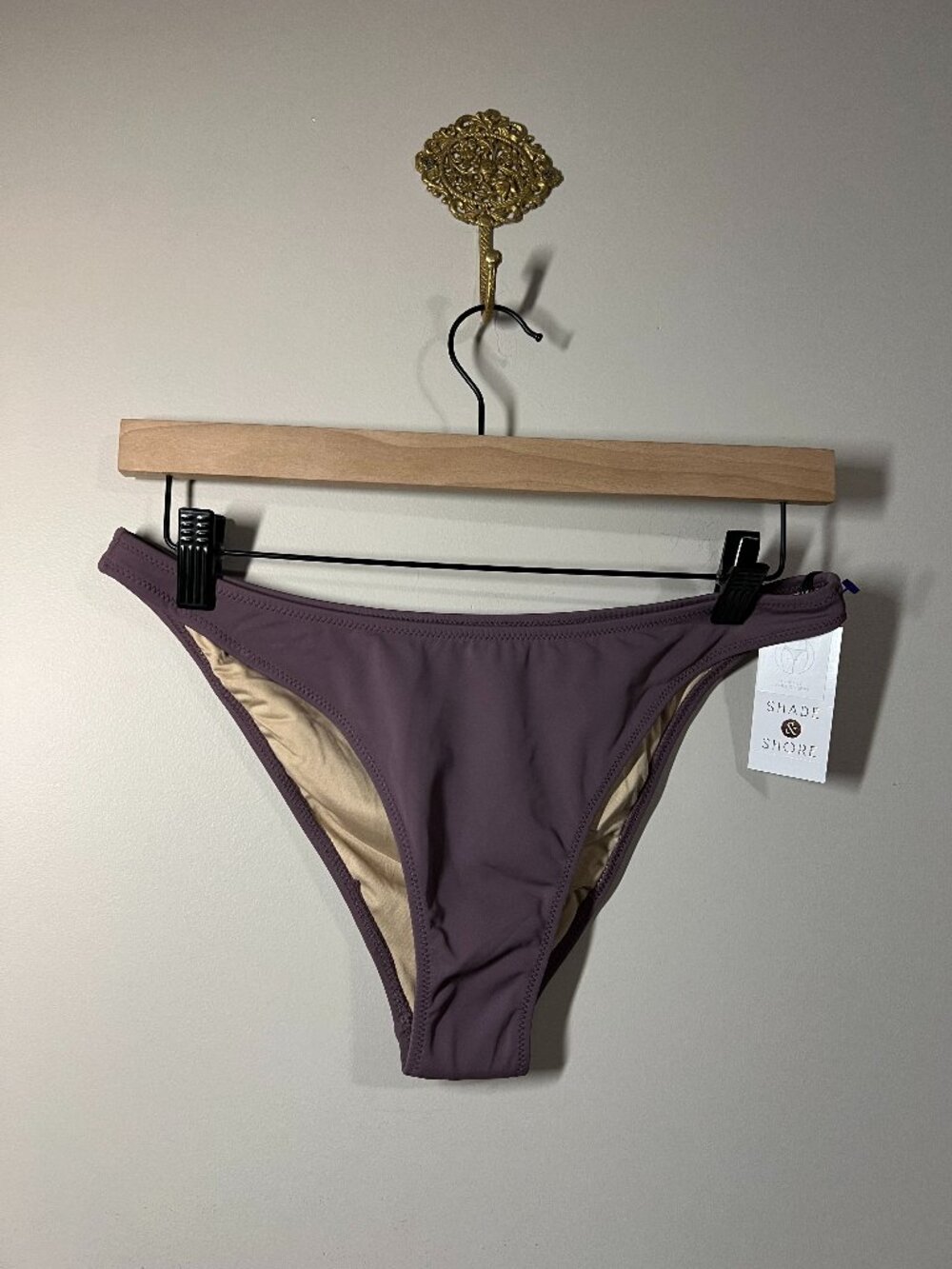 Shade & Shore Mauve High Leg Bikini Bottoms M NWT Extra Cheeky Swim